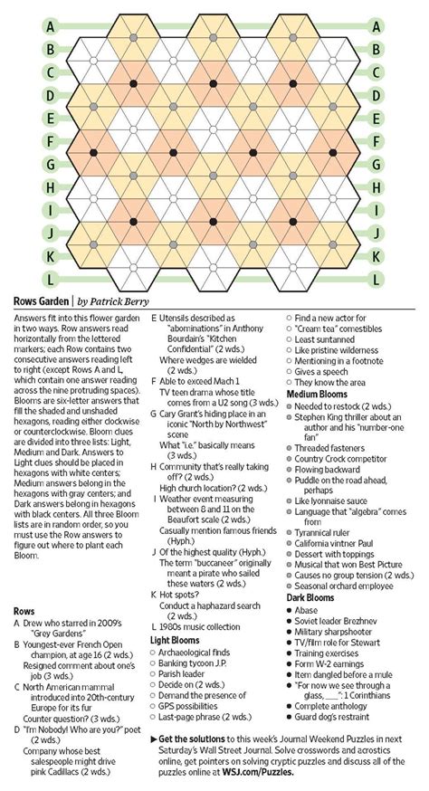 wsj saturday crossword answers.